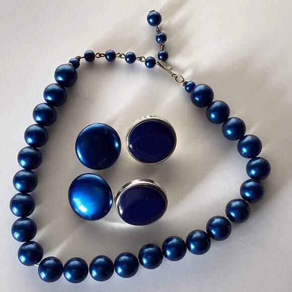 Vintag2 Blue Necklaces + 3 Sets of Blue Earrings + Bracelet Women's Accessories - Picture 4 of 6